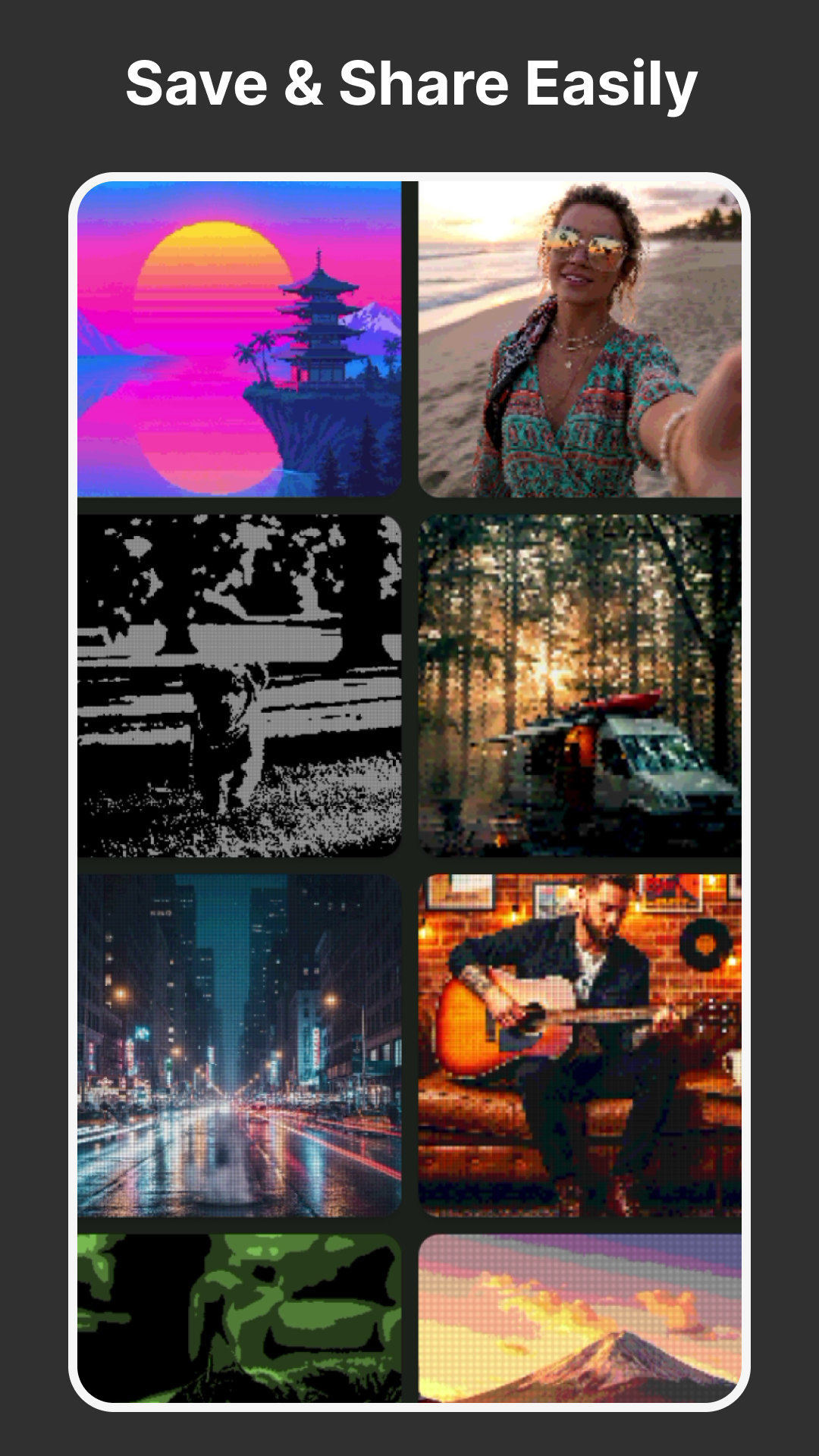 Pixelify saved pixel art ready to share